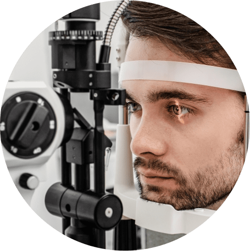 Man getting an eye exam at Family Vision Optical