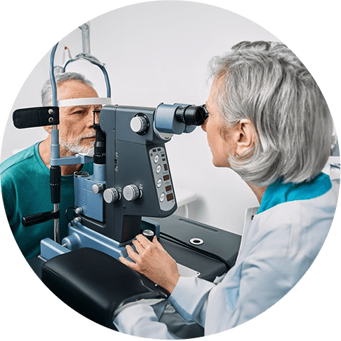 Patient getting glaucoma treatment at Family Vision Optical