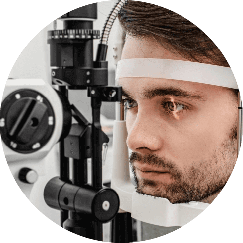 Man getting an eye exam at Family Vision Optical