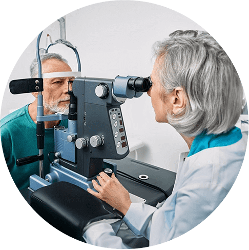 Patient getting glaucoma treatment at Family Vision Optical