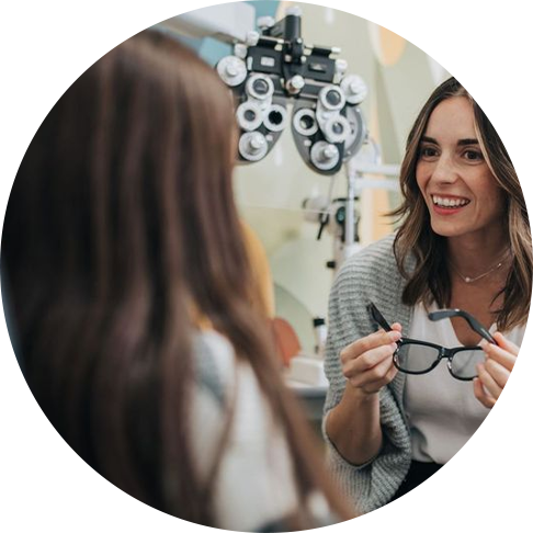 Young girl getting an eye test